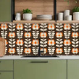 Bloemen - Retro - Bruin keuken achterwand 2 middel 871 -sfeer3