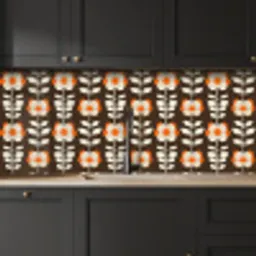 Bloemen - Retro - Bruin keuken achterwand 2 middel 871 -sfeer1