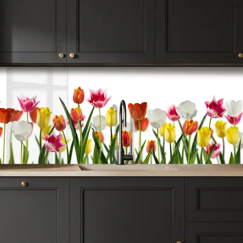 Bloemen - Tulpen - Kleurrijk keuken achterwand 2 middel -sfeer1