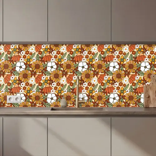 Bloemen - Vintage - Patronen keuken achterwand 2 middel 871 zz_3dshopping