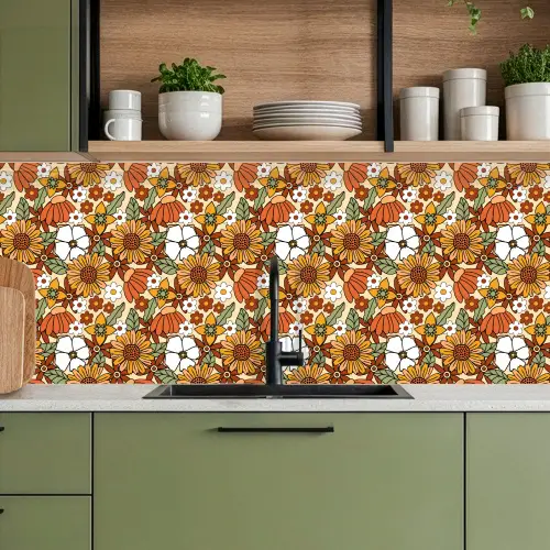 Bloemen - Vintage - Patronen keuken achterwand 2 middel 871 -sfeer3