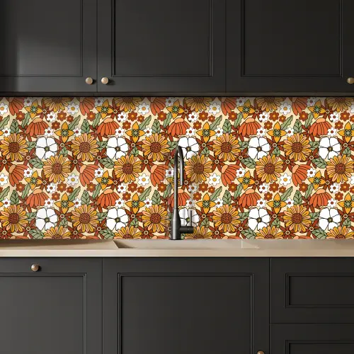 Bloemen - Vintage - Patronen keuken achterwand 2 middel 871 -sfeer1