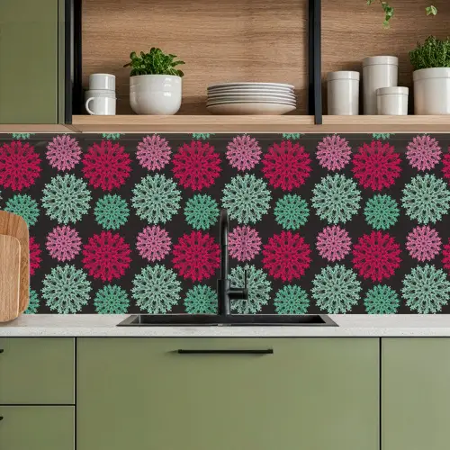 Bloemen - Vintage - Roze - Turquoise - Patronen keuken achterwand 2 middel 871 -sfeer3