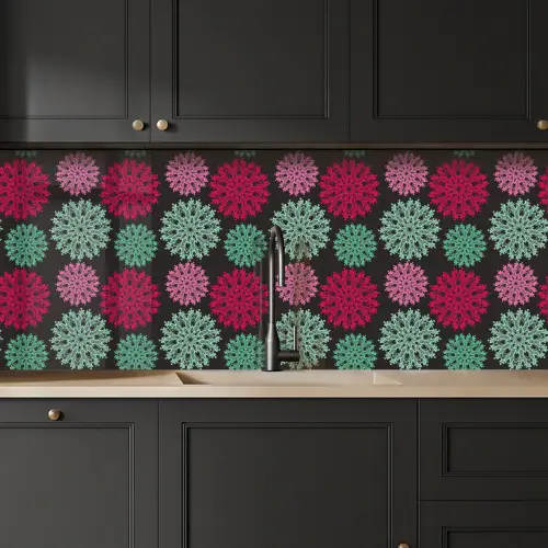 Bloemen - Vintage - Roze - Turquoise - Patronen keuken achterwand 2 middel 871 -sfeer1