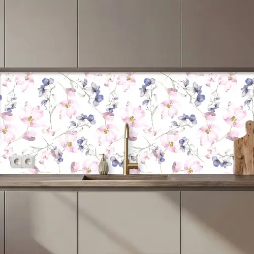 Bloemen - Waterverf - Bohemian - Patroon keuken achterwand 2 middel 871 zz_3dshopping
