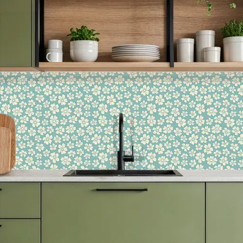 Bloemen - Wit - Vintage - Patronen keuken achterwand 2 middel 871 -sfeer3