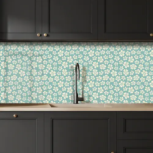 Bloemen - Wit - Vintage - Patronen keuken achterwand 2 middel 871 -sfeer1