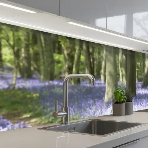 Bos - Pad - Bloemen - Paars - Groen - Natuur keuken achterwand 2 groot -3d_schuin