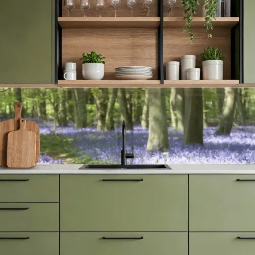 Bos - Pad - Bloemen - Paars - Groen - Natuur keuken achterwand 2 groot -sfeer3
