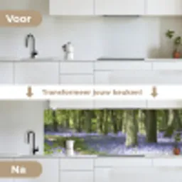 Bos - Pad - Bloemen - Paars - Groen - Natuur keuken achterwand 2 groot -voor-na_NL