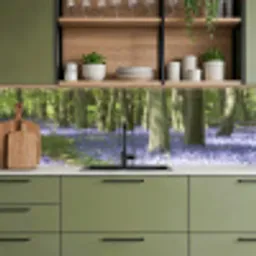 Bos - Pad - Bloemen - Paars - Groen - Natuur keuken achterwand 2 groot -sfeer3