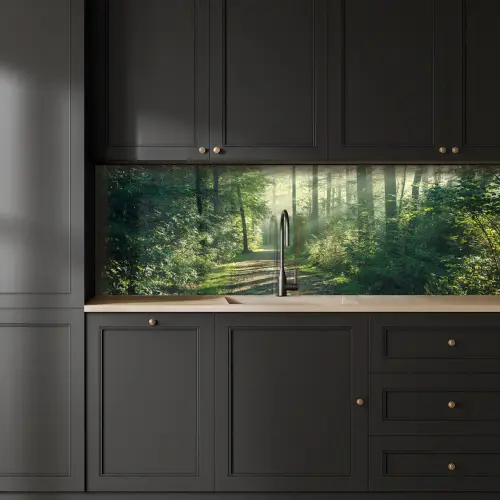 Bos - Pad - Zon - Bomen - Groen - Natuur keuken achterwand 2 groot -sfeer1