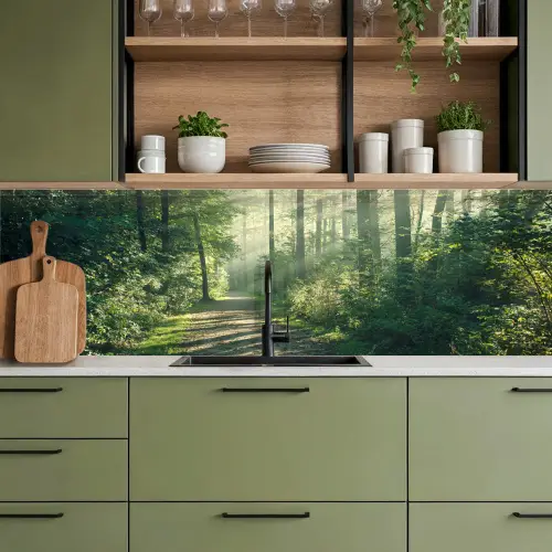 Bos - Pad - Zon - Bomen - Groen - Natuur keuken achterwand 2 groot -sfeer3
