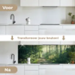 Bos - Pad - Zon - Bomen - Groen - Natuur keuken achterwand 2 groot -voor-na_NL