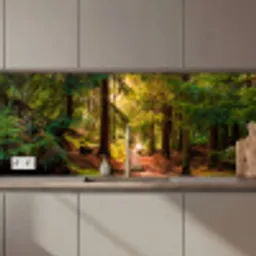 Bos - Pad - Bomen - Groen - Zon - Natuur keuken achterwand 2 middel zz_3dshopping