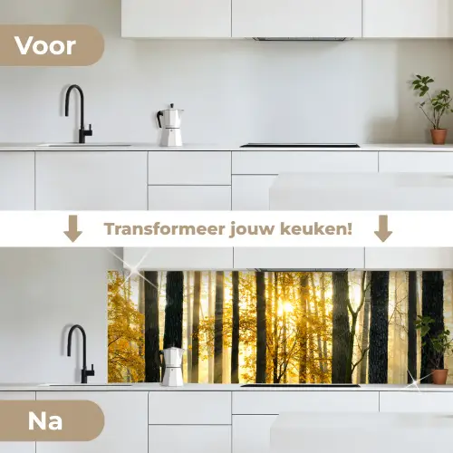 Bos - Zon - Bomen - Gras - Landschap - Natuur keuken achterwand 2 groot -voor-na_NL