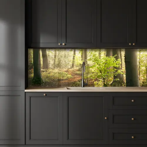 Bos - Bomen - Pad - Zon - Planten - Bladeren - Natuur keuken achterwand 2 groot -sfeer1