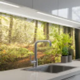 Bos - Bomen - Pad - Zon - Planten - Bladeren - Natuur keuken achterwand 2 groot -3d_schuin