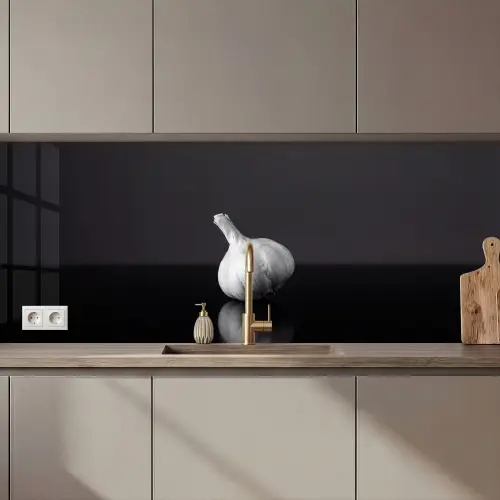 Knoflook - Zwart - Wit keuken achterwand 2 middel zz_3dshopping