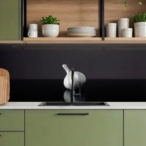 Knoflook - Zwart - Wit keuken achterwand 2 middel -sfeer3