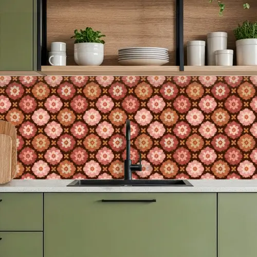 Geometrisch - Bloemen - Kleurrijk keuken achterwand 2 middel 871 -sfeer3
