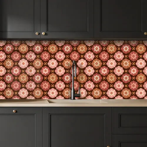 Geometrisch - Bloemen - Kleurrijk keuken achterwand 2 middel 871 -sfeer1