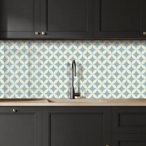 Geometrisch - Bloem - Motief - Blauw keuken achterwand 2 middel 871 -sfeer1