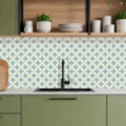 Geometrisch - Bloem - Motief - Blauw keuken achterwand 2 middel 871 -sfeer3