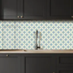 Geometrisch - Bloem - Motief - Blauw keuken achterwand 2 middel 871 -sfeer1