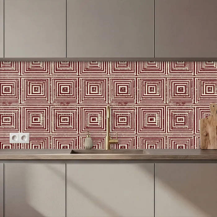 Geometrisch - Patroon - Rood keuken achterwand 2 middel 871 zz_3dshopping