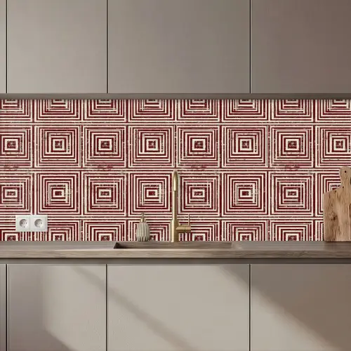Geometrisch - Patroon - Rood keuken achterwand 2 middel 871 zz_3dshopping