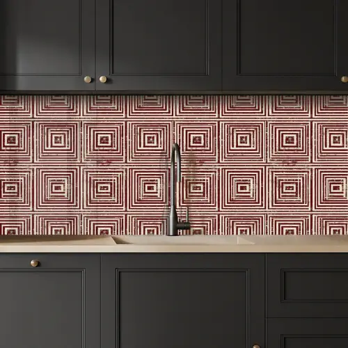 Geometrisch - Patroon - Rood keuken achterwand 2 middel 871 -sfeer1