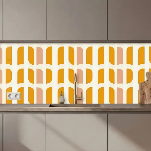 Geometrisch - Patroon - Geel - Roze keuken achterwand 2 middel 871 zz_3dshopping