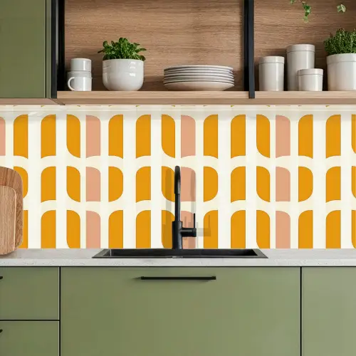 Geometrisch - Patroon - Geel - Roze keuken achterwand 2 middel 871 -sfeer3