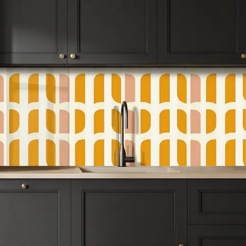 Geometrisch - Patroon - Geel - Roze keuken achterwand 2 middel 871 -sfeer1
