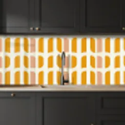 Geometrisch - Patroon - Geel - Roze keuken achterwand 2 middel 871 -sfeer1