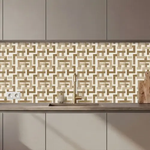 Geometrisch - Retro - Bruin keuken achterwand 2 middel 871 zz_3dshopping