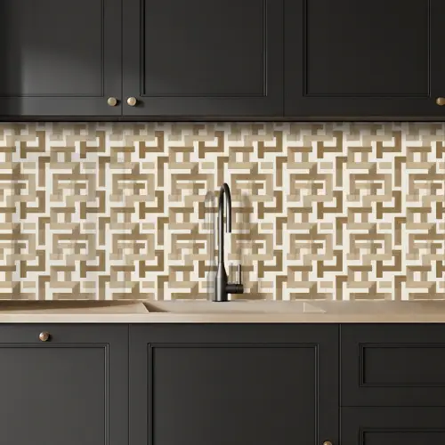 Geometrisch - Retro - Bruin keuken achterwand 2 middel 871 -sfeer1