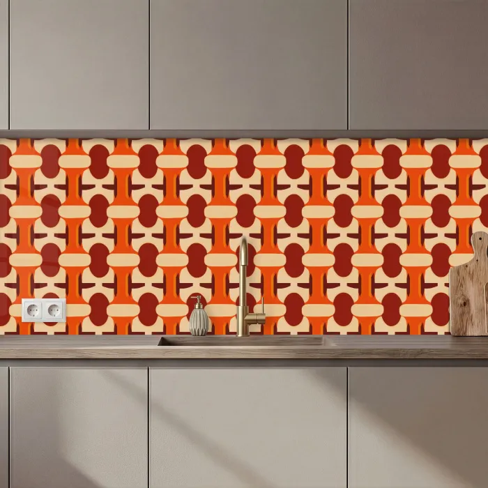 Geometrisch - Retro - Oranje keuken achterwand 2 middel 871 zz_3dshopping
