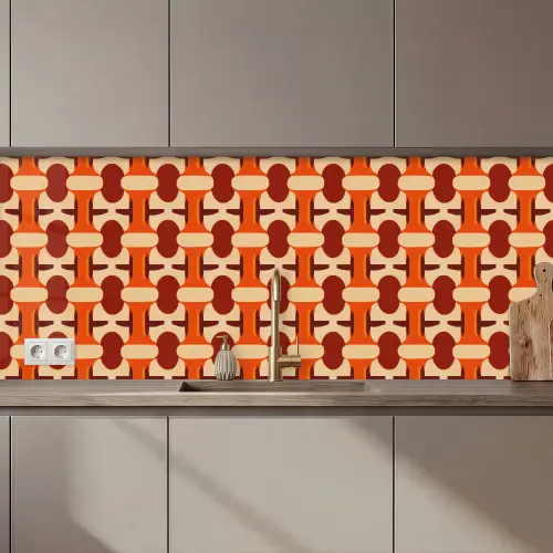 Geometrisch - Retro - Oranje keuken achterwand 2 middel 871 zz_3dshopping