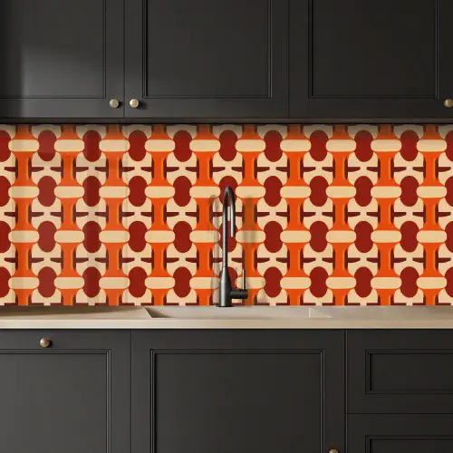 Geometrisch - Retro - Oranje keuken achterwand 2 middel 871 -sfeer1