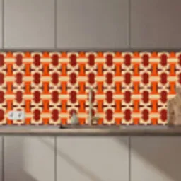 Geometrisch - Retro - Oranje keuken achterwand 2 middel 871 zz_3dshopping
