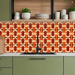 Geometrisch - Retro - Oranje keuken achterwand 2 middel 871 -sfeer3