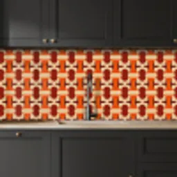 Geometrisch - Retro - Oranje keuken achterwand 2 middel 871 -sfeer1