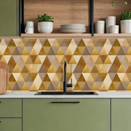 Geometrisch - Driehoek - Goud keuken achterwand 2 middel 871 -sfeer3