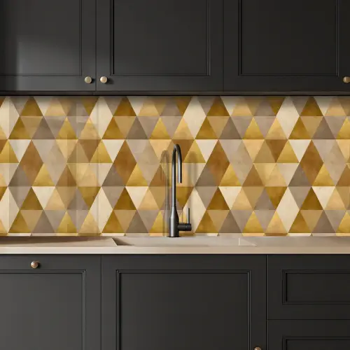 Geometrisch - Driehoek - Goud keuken achterwand 2 middel 871 -sfeer1