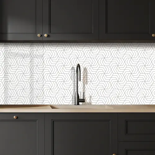 Geometrie - Lijn - Zwart - Wit - Patroon keuken achterwand 2 middel 871 -sfeer1