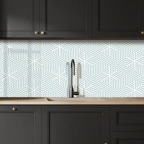 Geometrie - Lijn - Groen - Patroon keuken achterwand 2 middel 871 -sfeer1