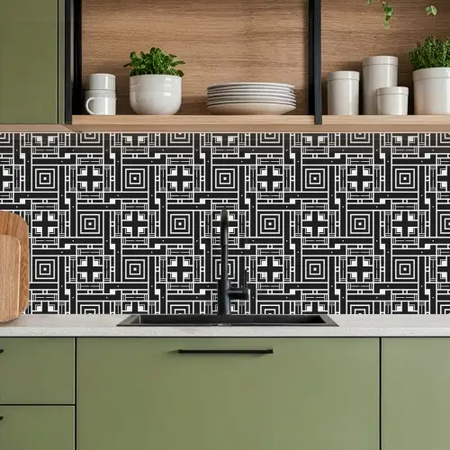 Geometrie - Patroon - Zwart keuken achterwand 2 middel 871 -sfeer3