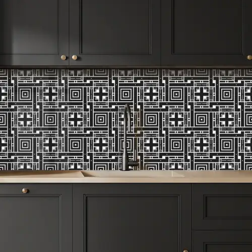Geometrie - Patroon - Zwart keuken achterwand 2 middel 871 -sfeer1